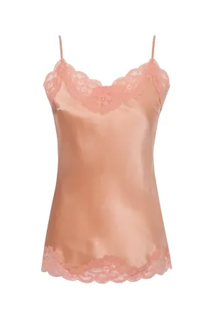 Floral Lace Silk Cami Pale Peach