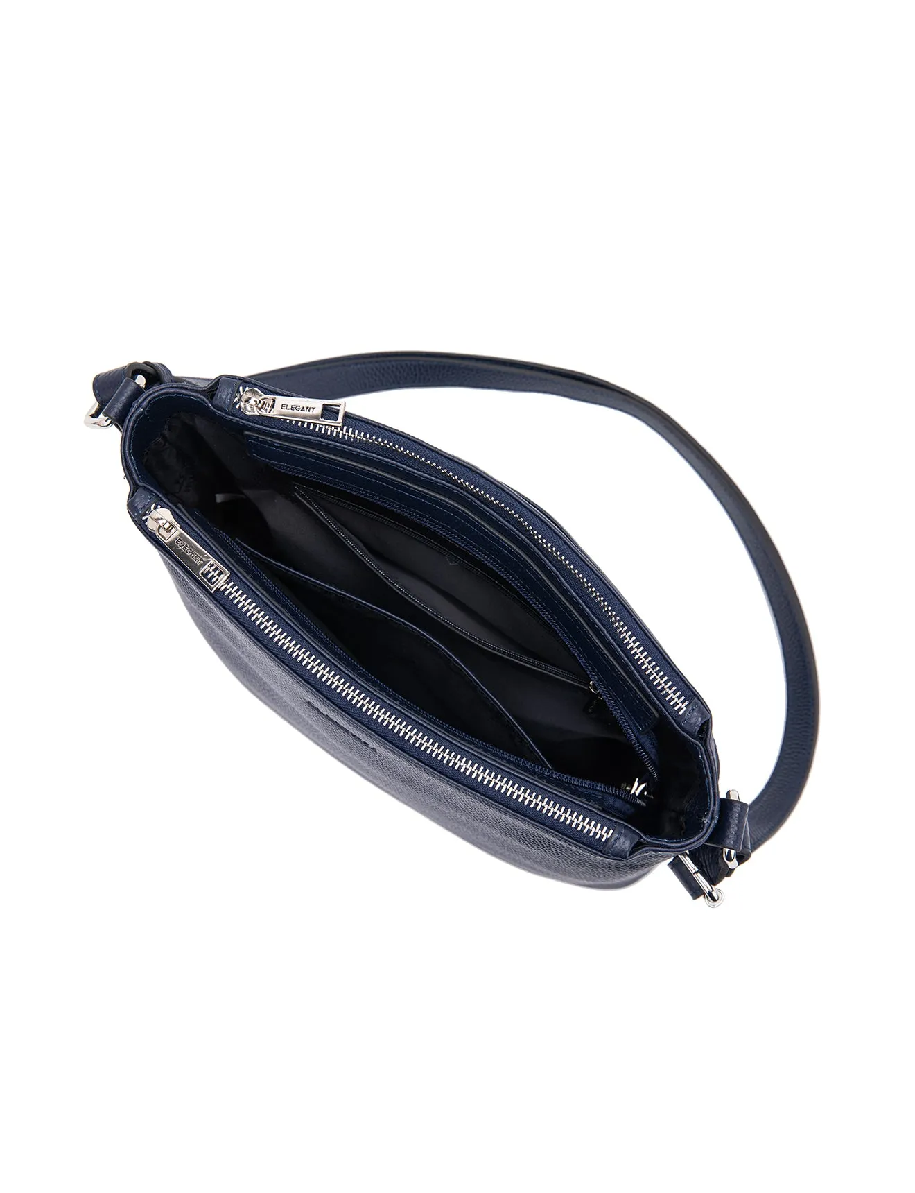GABRIELLA TRIPLE COMPARTMENT LEATHER BAG- E1-0846-NVY- NEW IN