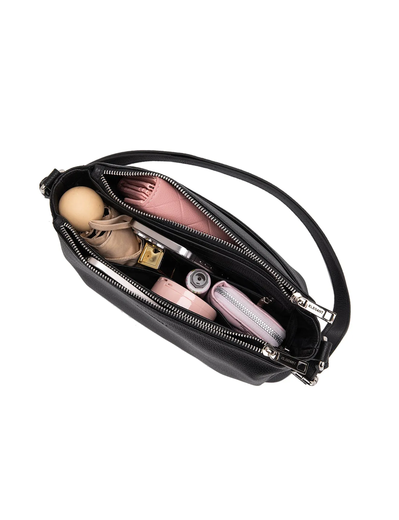GABRIELLA TRIPLE COMPARTMENT LEATHER BAG- E1-0846-NVY- NEW IN