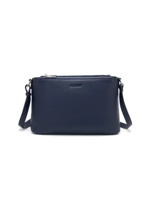 GABRIELLA TRIPLE COMPARTMENT LEATHER BAG- E1-0846-NVY- NEW IN