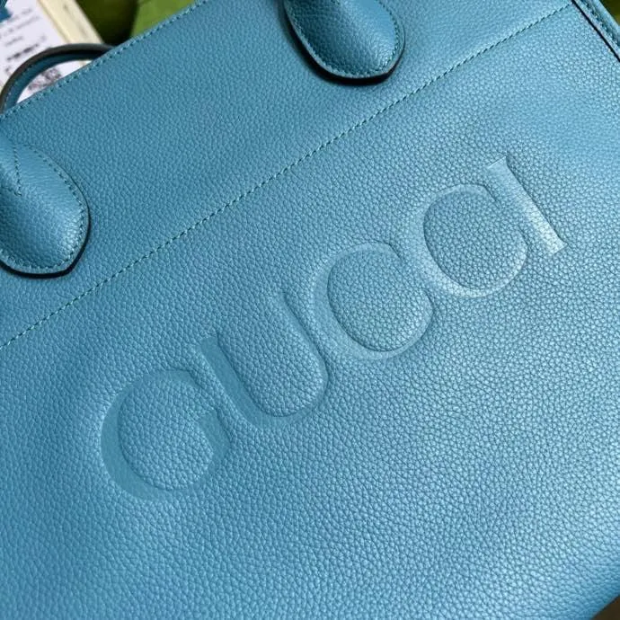 gg Small tote With gg Logo Blue For Women 12.4in/31.5cm gg 674822 0E8IG 4432