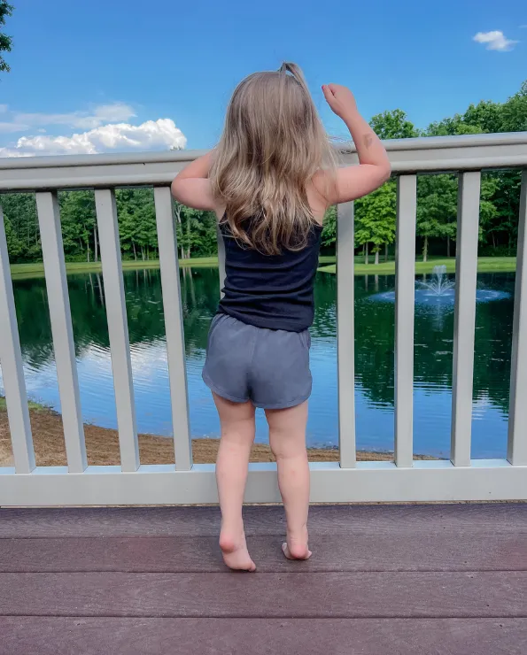 Girls UPF 50  Swim/Camp Board Short | Turquoise w. Matching Trim