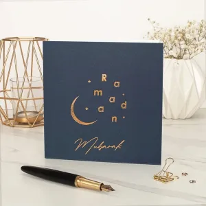 Gold Foiled Ramadan Card-Navy Blue