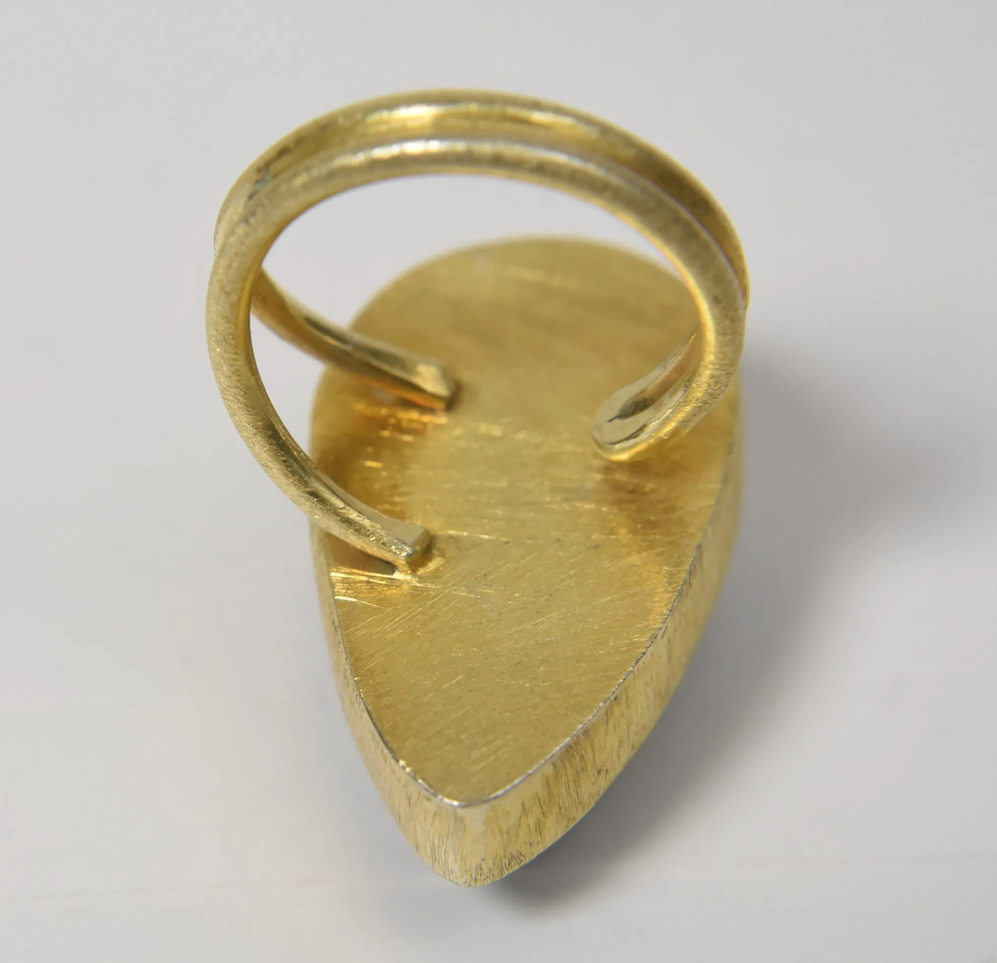 Gold Tone Pear Cut Labradorite Expandable Ring - Size 6.5 