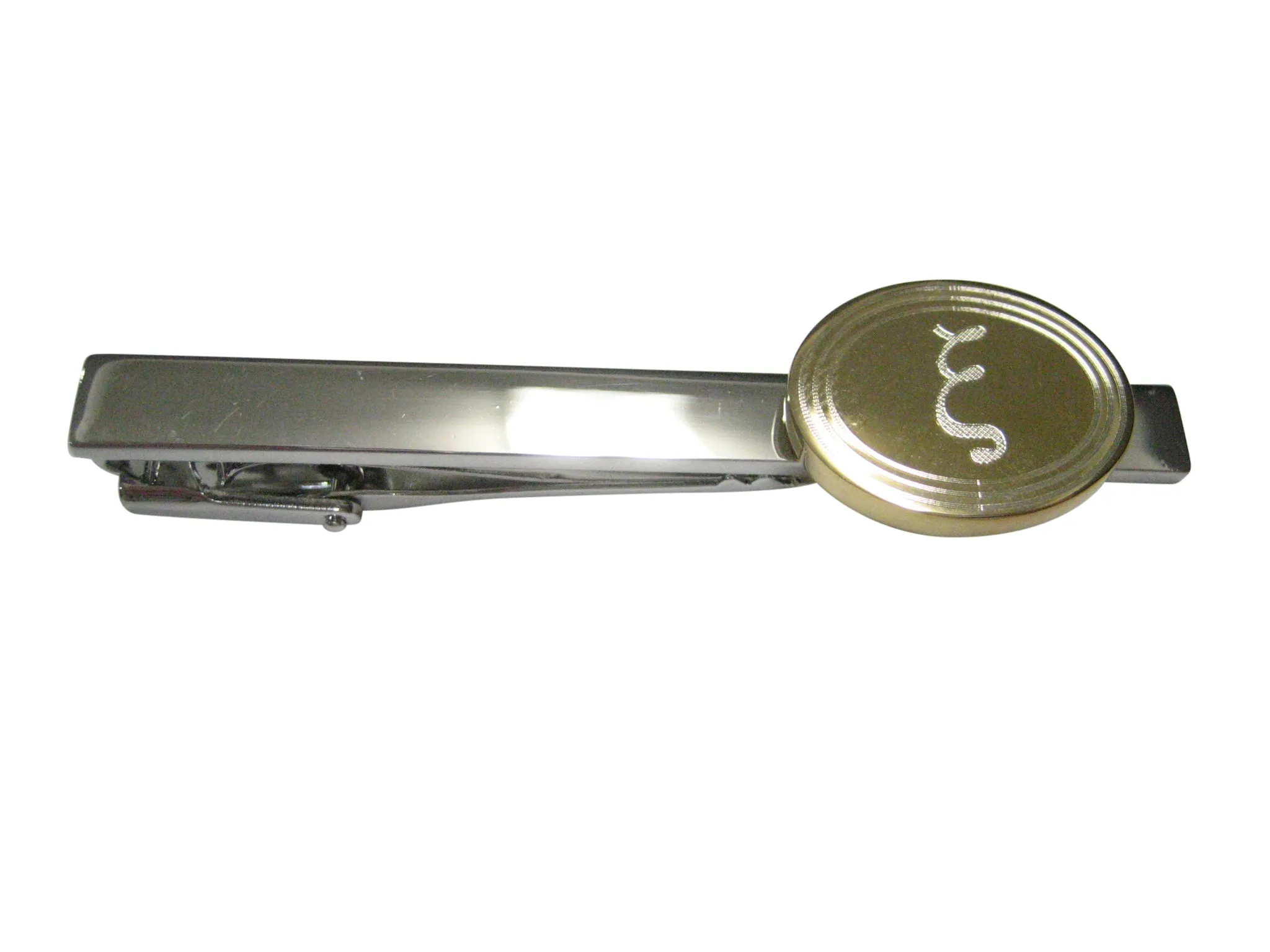 Gold Toned Etched Oval Greek Letter Xi Tie Clip