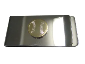 Gold Toned Etched Round Baseball Money Clip