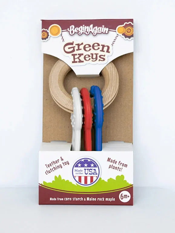 Green Keys Clutching & Teething Toy - Red, White & Blue