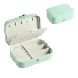 Green Two-Compartment Portable Jewelry Box