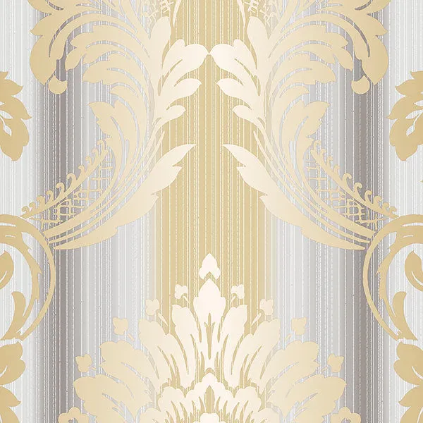 Grey Gold Sandra Damask CS35605 Wallpaper
