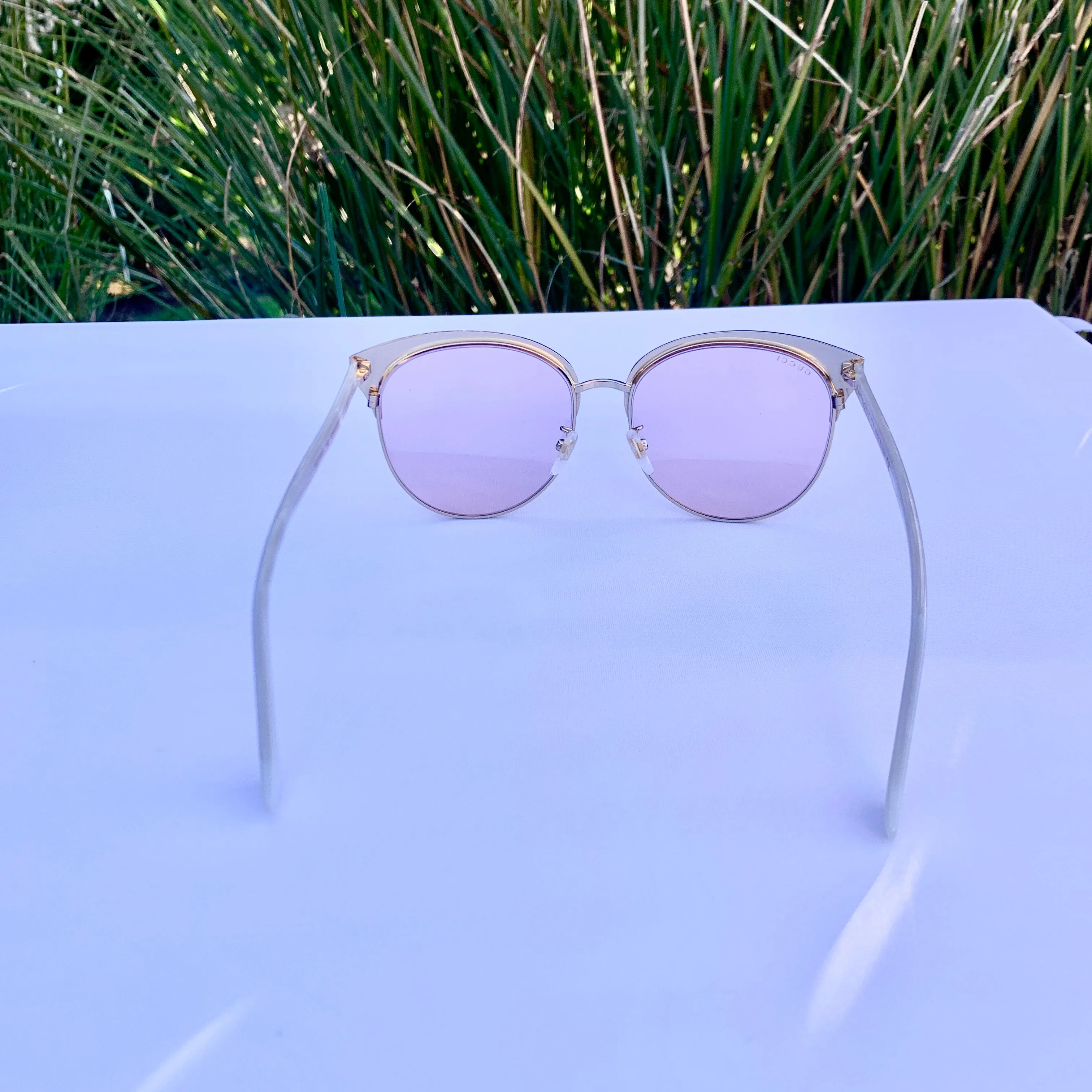 Gucci Specialized Fit Round-frame Metal Sunglasses in Pink