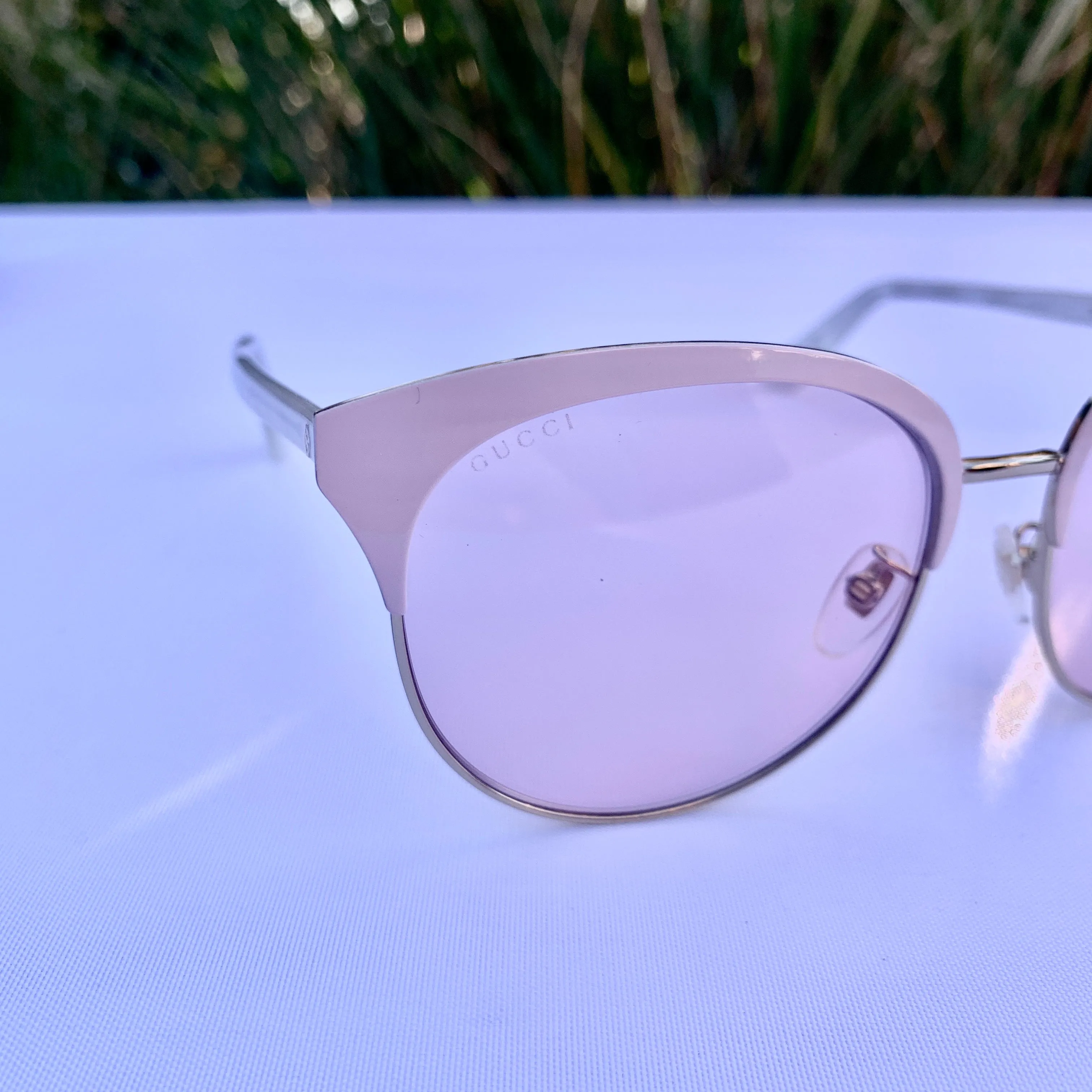 Gucci Specialized Fit Round-frame Metal Sunglasses in Pink