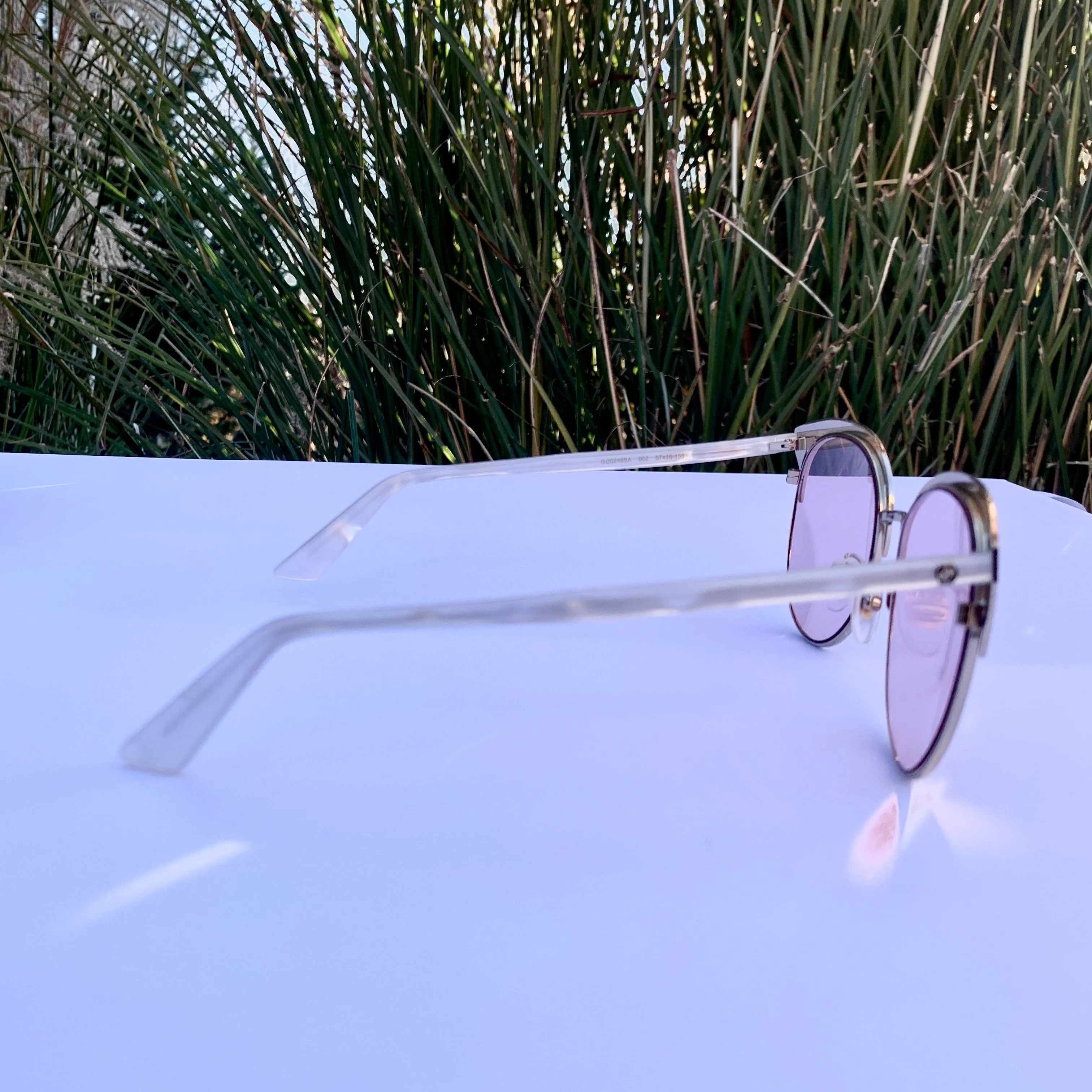 Gucci Specialized Fit Round-frame Metal Sunglasses in Pink