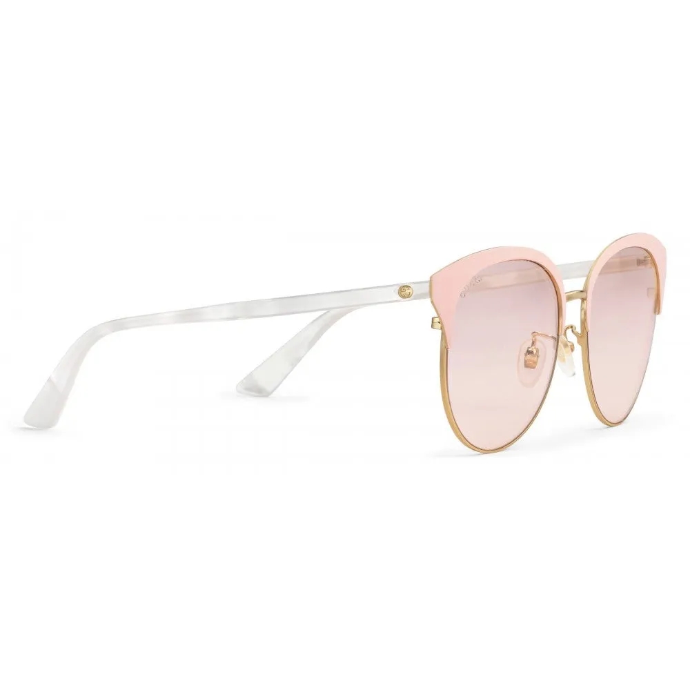Gucci Specialized Fit Round-frame Metal Sunglasses in Pink