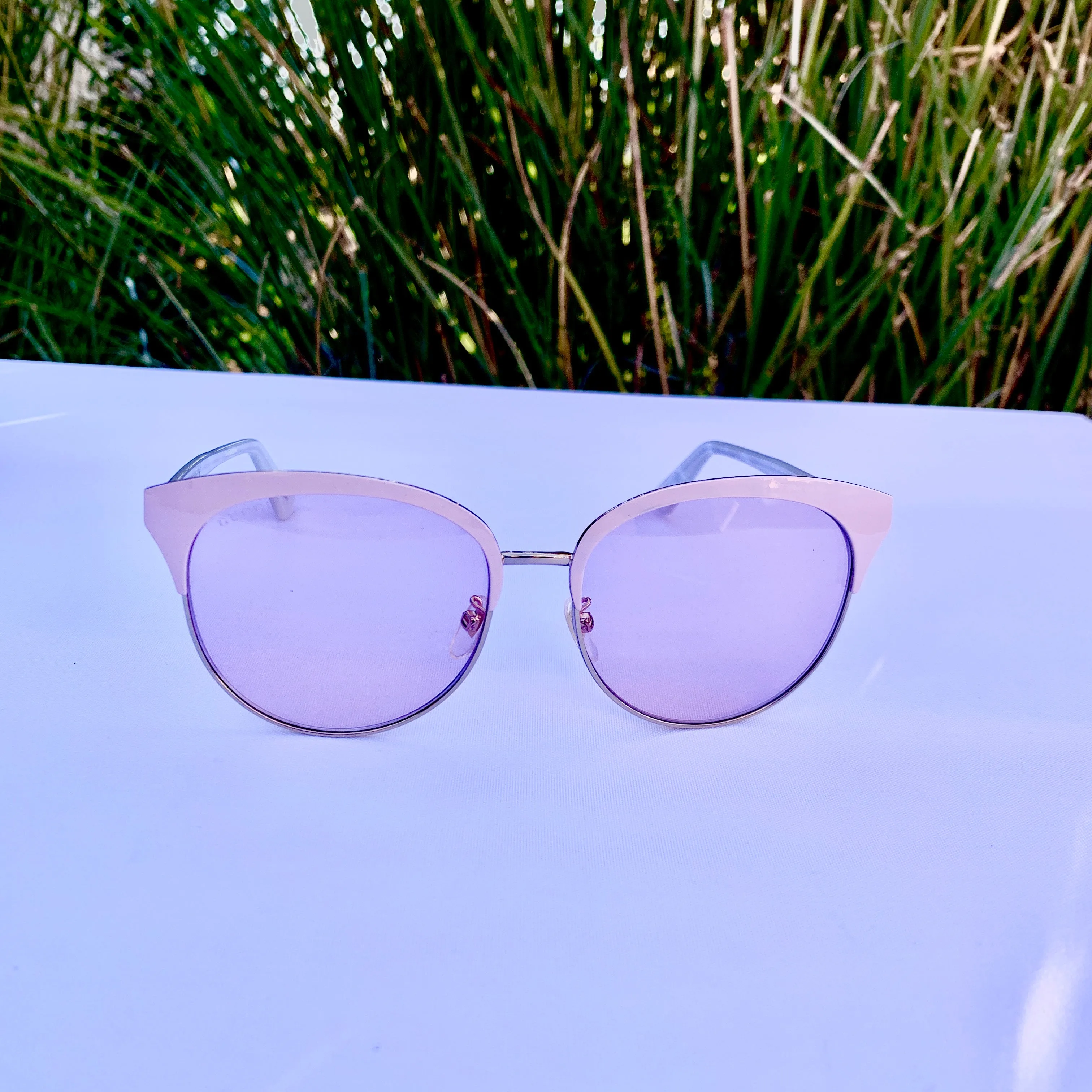 Gucci Specialized Fit Round-frame Metal Sunglasses in Pink