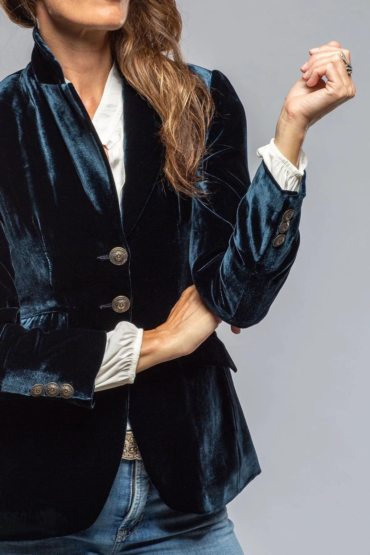 Hacking Velvet Jacket In Navy