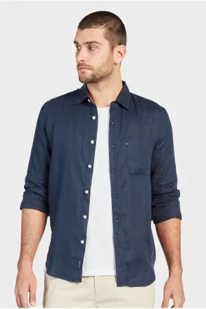 Hampton L/S Linen Shirt Navy