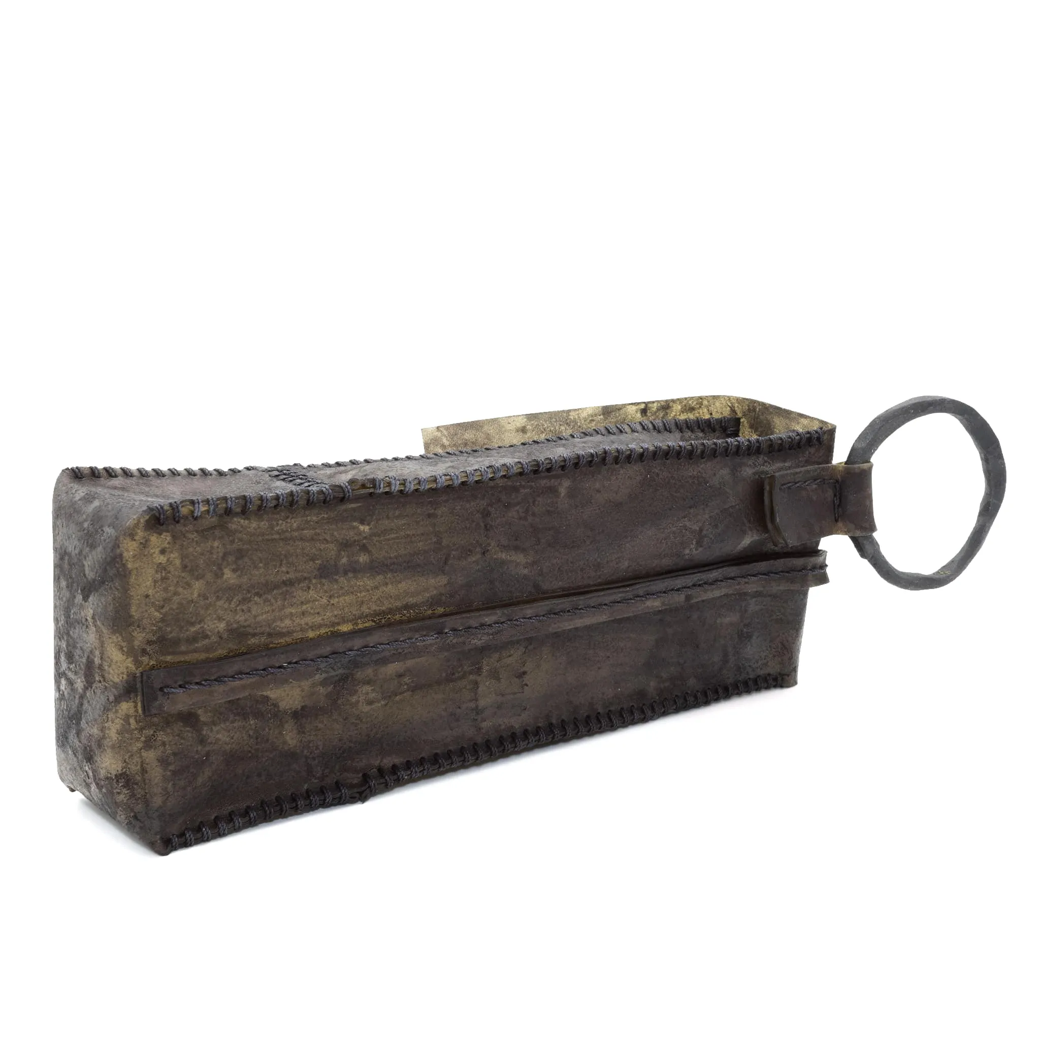 hand dyed transparent horse leather phone pouch