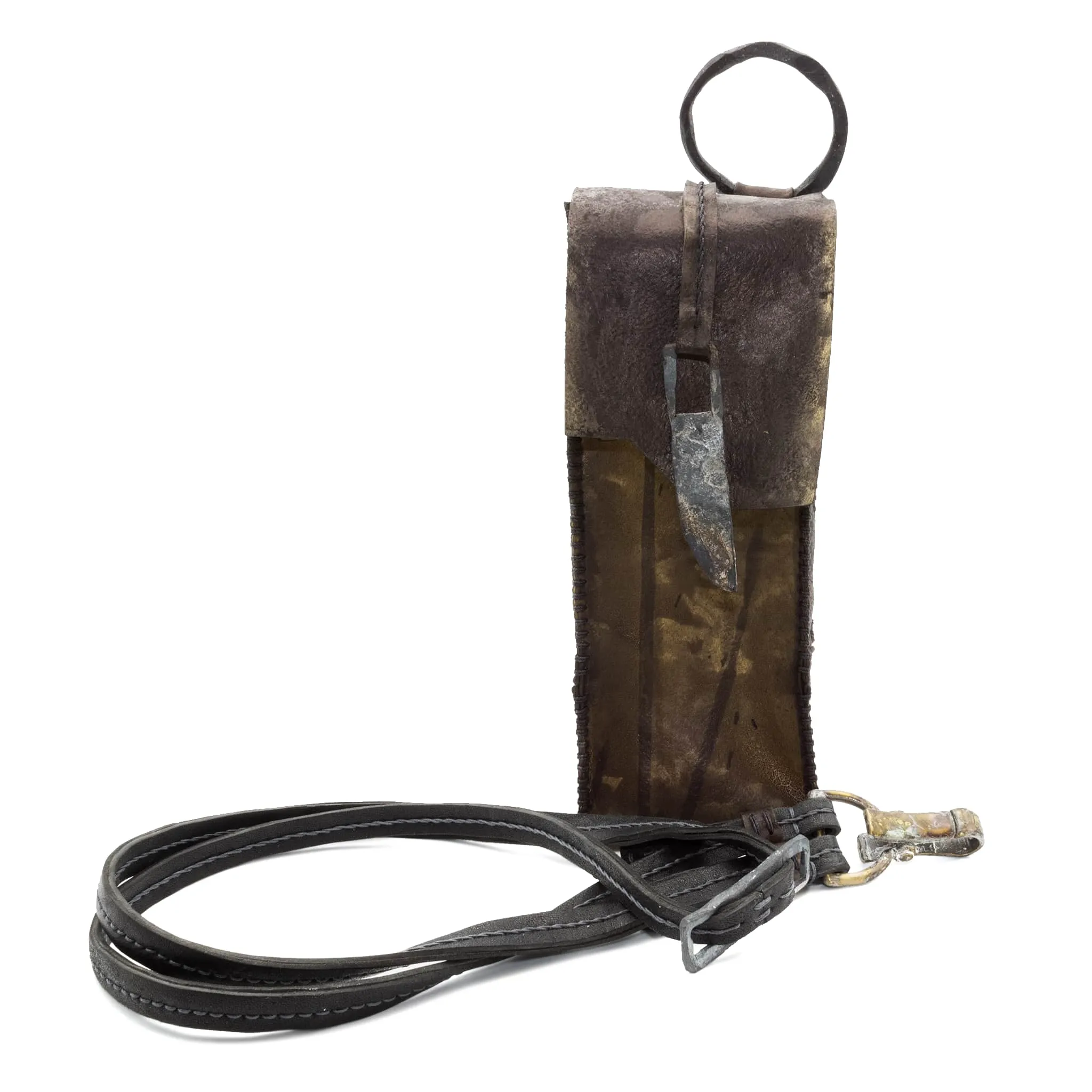 hand dyed transparent horse leather phone pouch