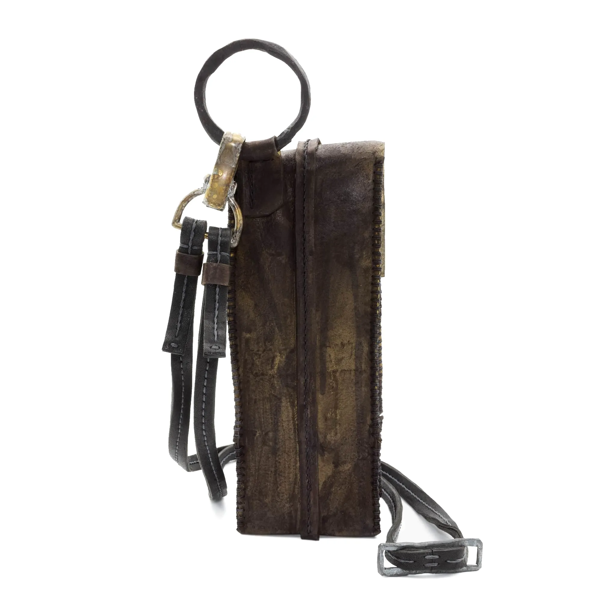 hand dyed transparent horse leather phone pouch