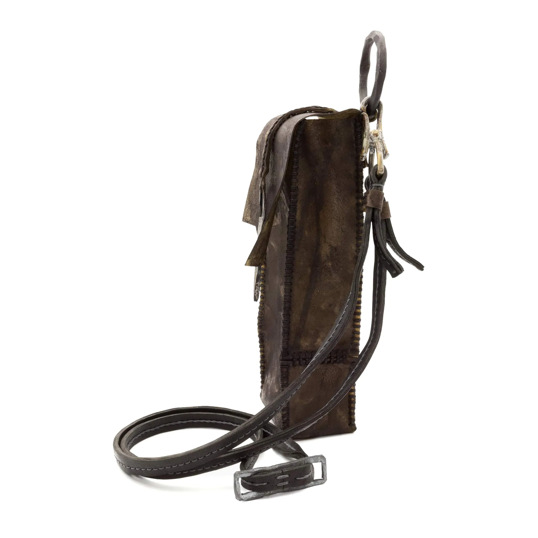 hand dyed transparent horse leather phone pouch