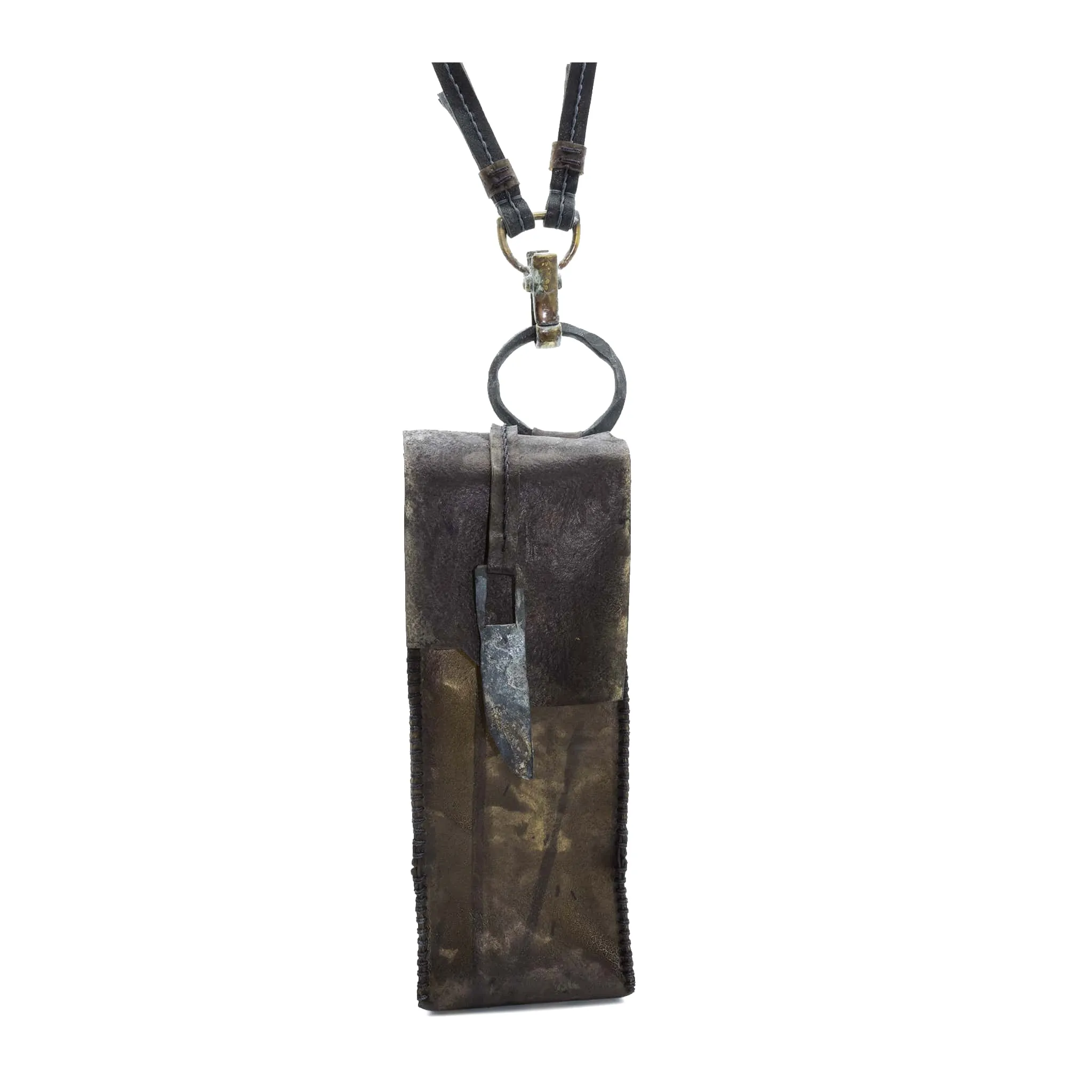 hand dyed transparent horse leather phone pouch