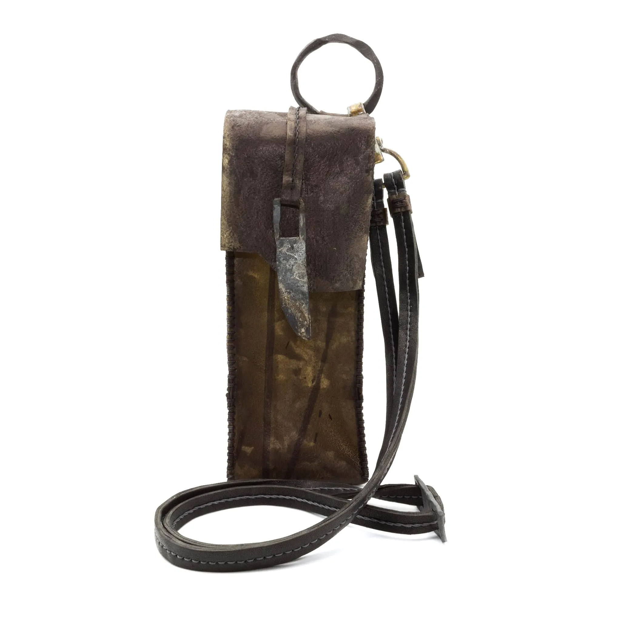 hand dyed transparent horse leather phone pouch
