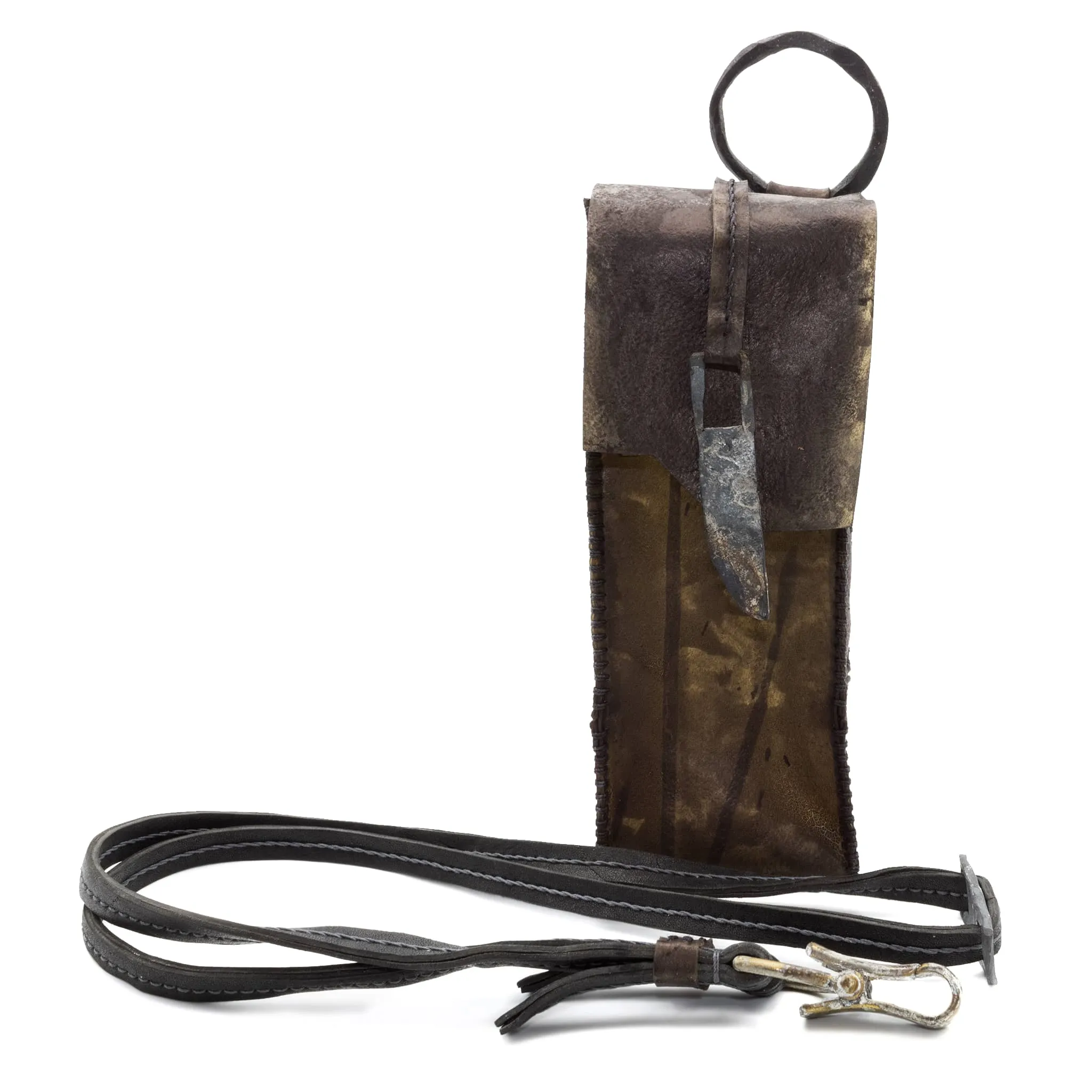 hand dyed transparent horse leather phone pouch