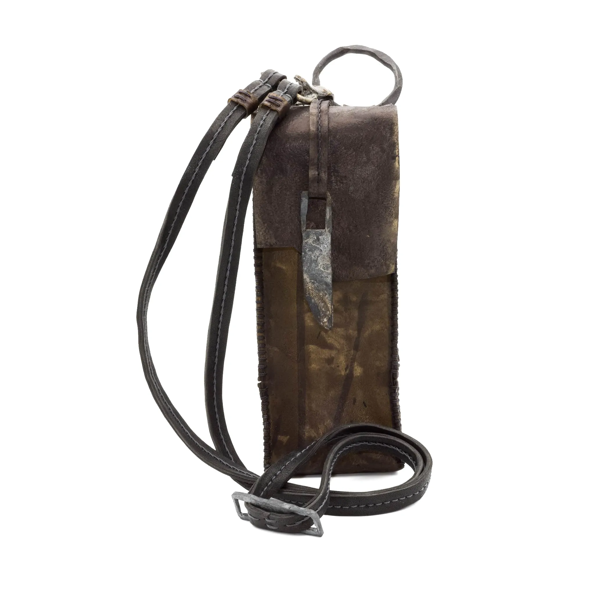 hand dyed transparent horse leather phone pouch