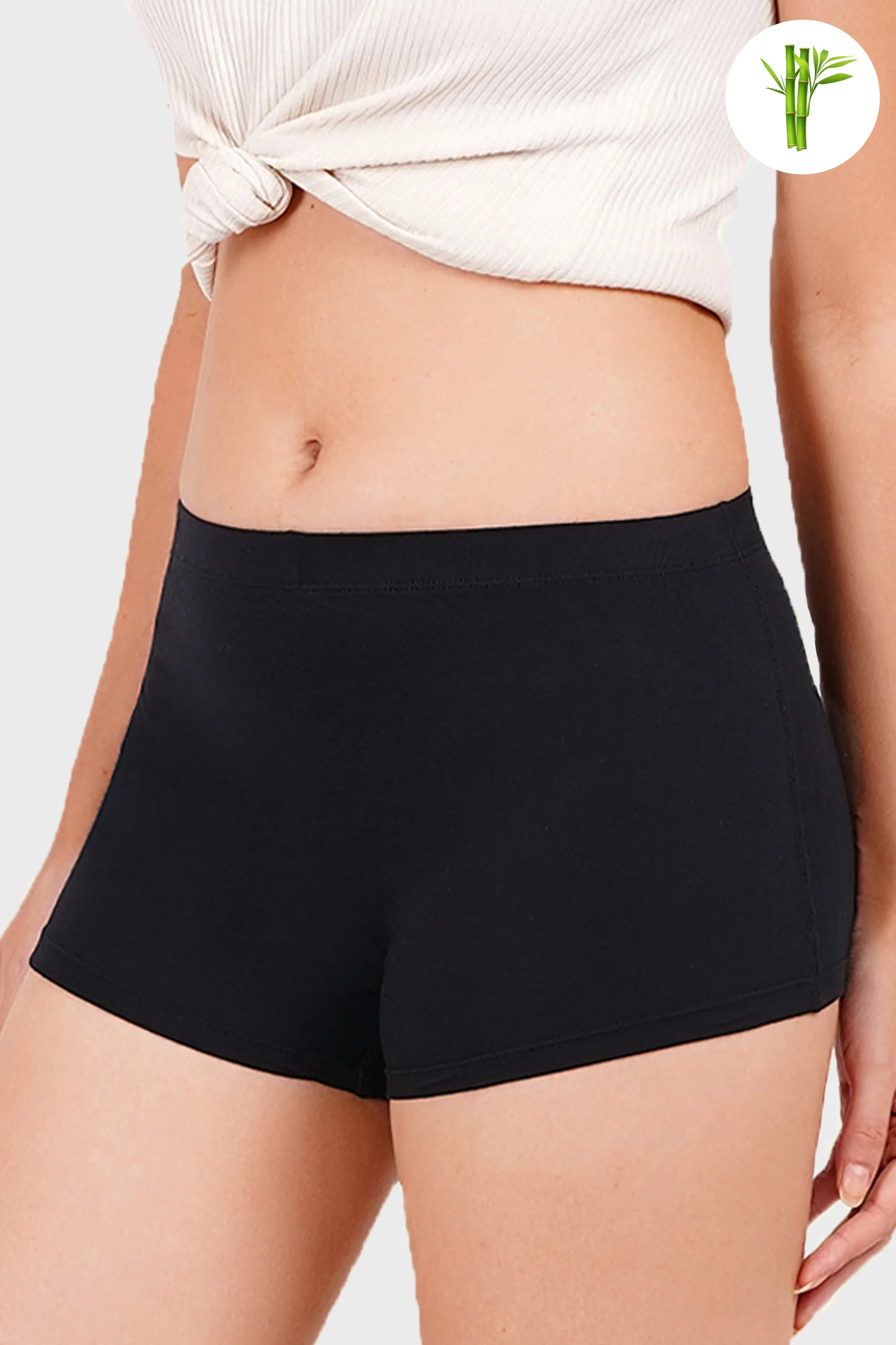 High Rise Micro Bamboo Boyshorts - Midnight Black