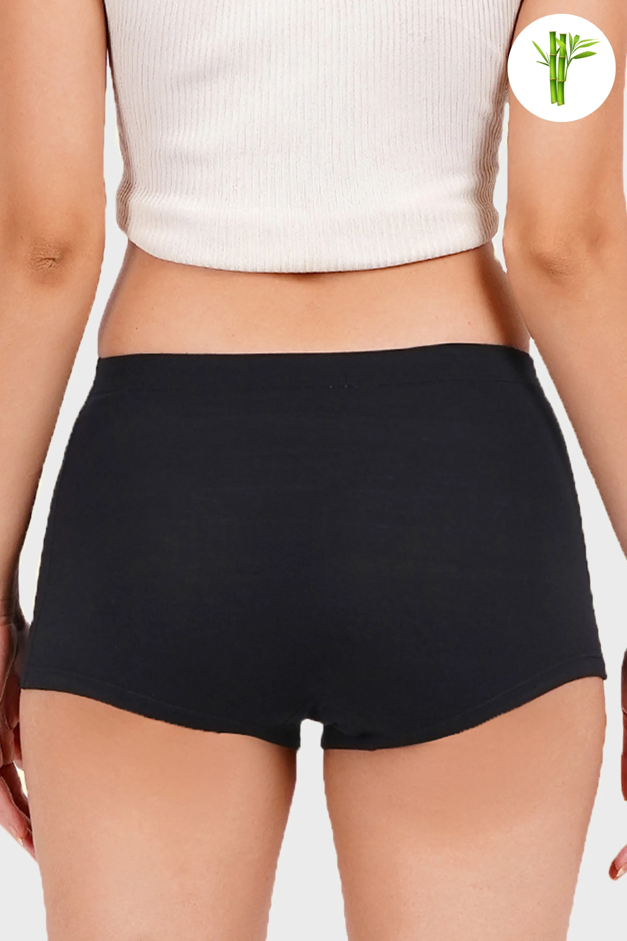 High Rise Micro Bamboo Boyshorts - Midnight Black