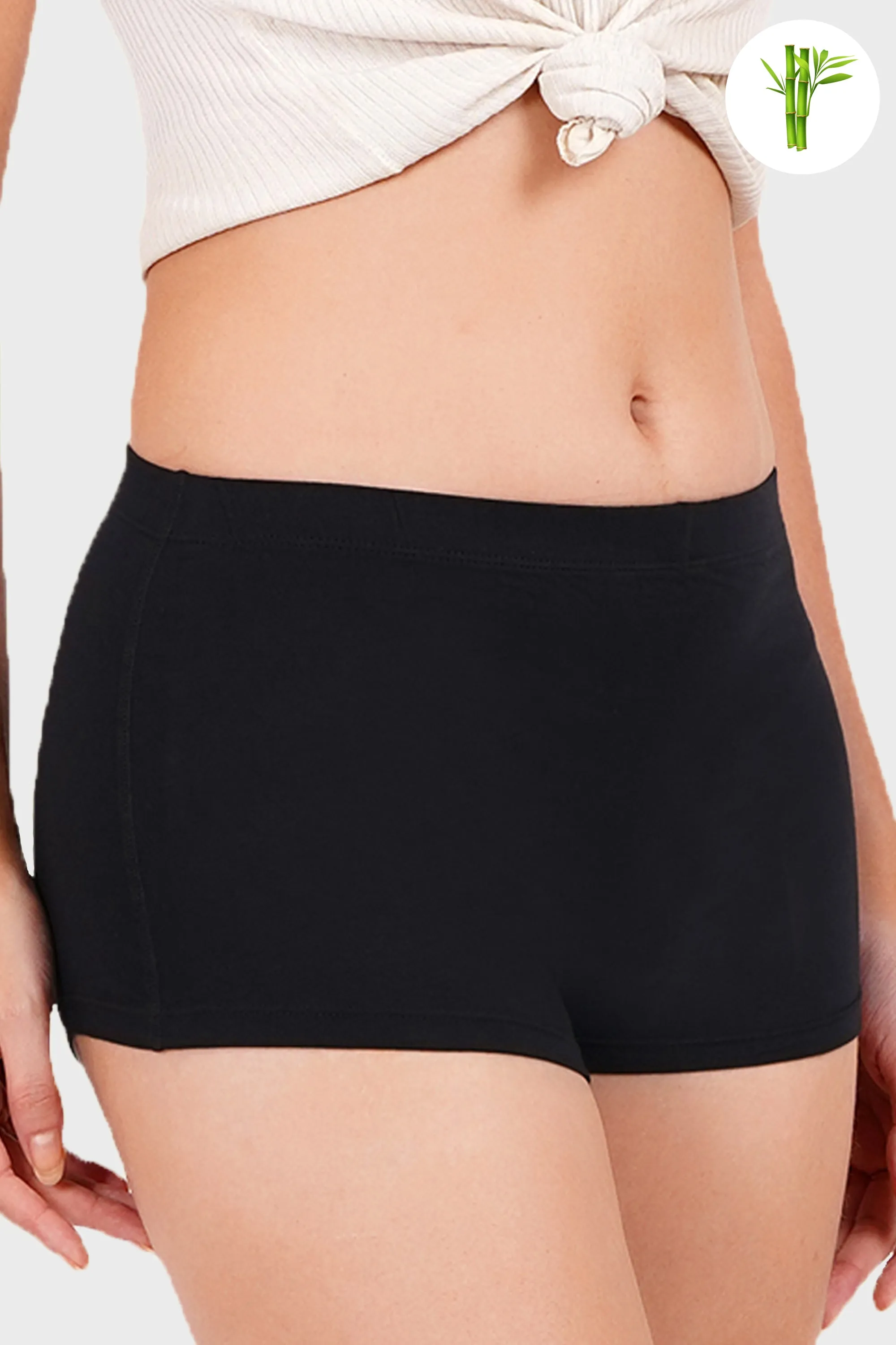 High Rise Micro Bamboo Boyshorts - Midnight Black