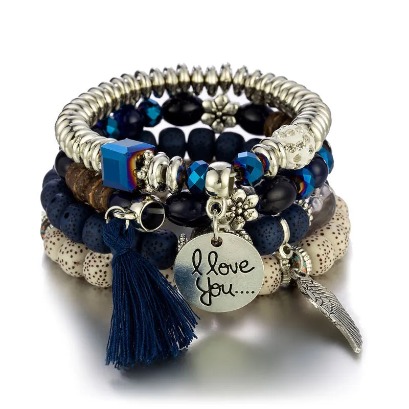 I Love You Beaded Bracelet Set