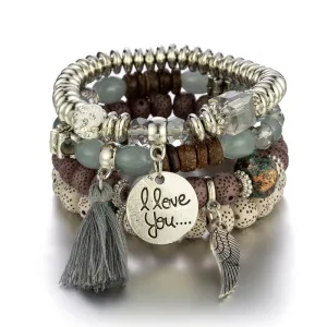 I Love You Beaded Bracelet Set