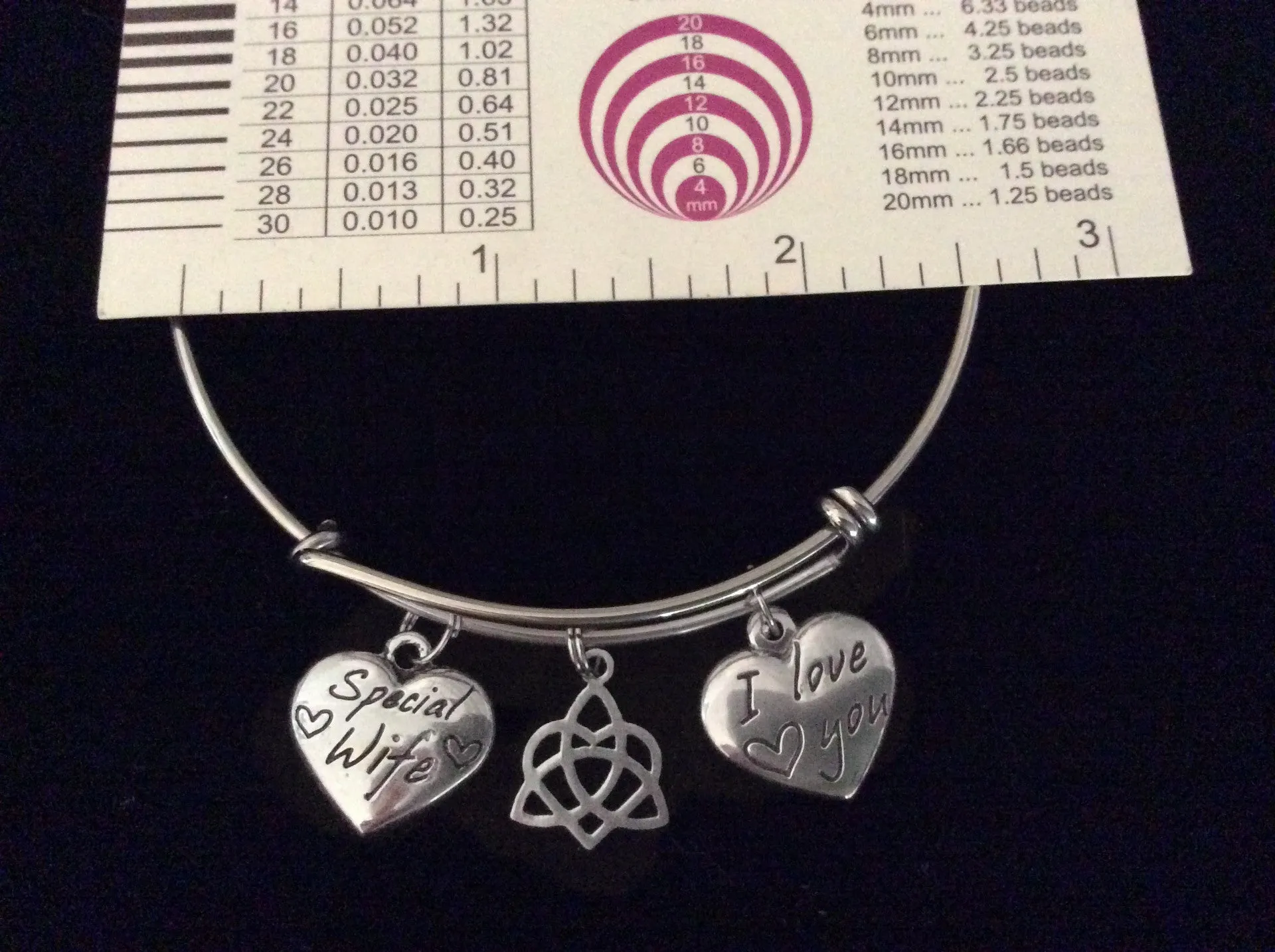 I Love You Special Wife Celtic Love Knot Stainless Steel Expandable Charm Bracelet Silver Bangle Gift Double Sided