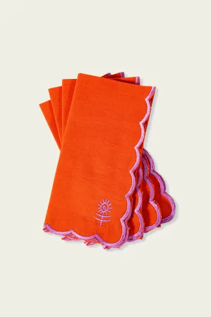Icon Linen Napkins Set of 4 - Orange   Lilac