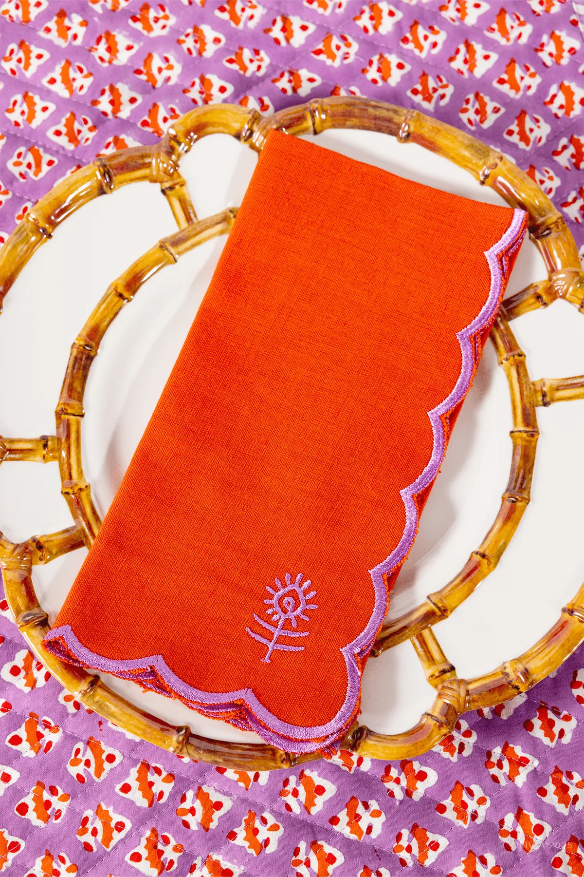 Icon Linen Napkins Set of 4 - Orange   Lilac