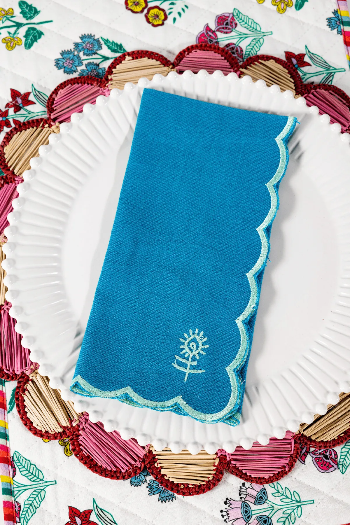 Icon Linen Napkins Set of 4 - Peacock   Mint