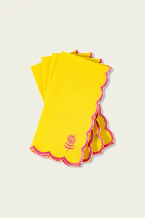 Icon Linen Napkins Set of 4 - Yellow   Neon Pink