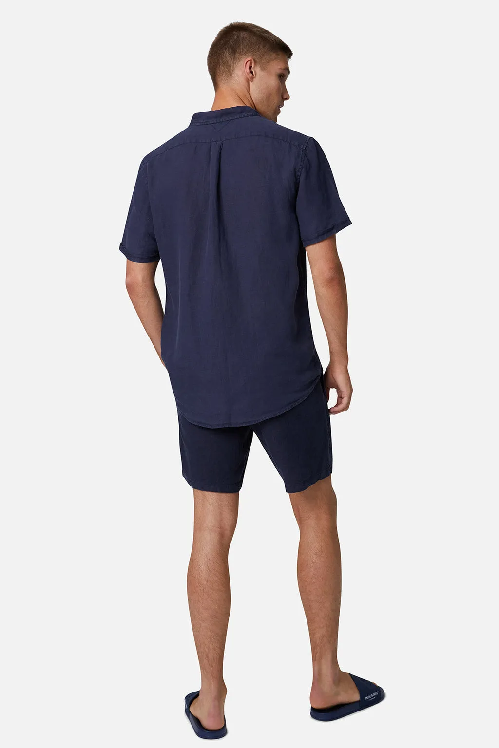 Industrie The Tennyson Linen Short Sleeve Shirt - OD Navy