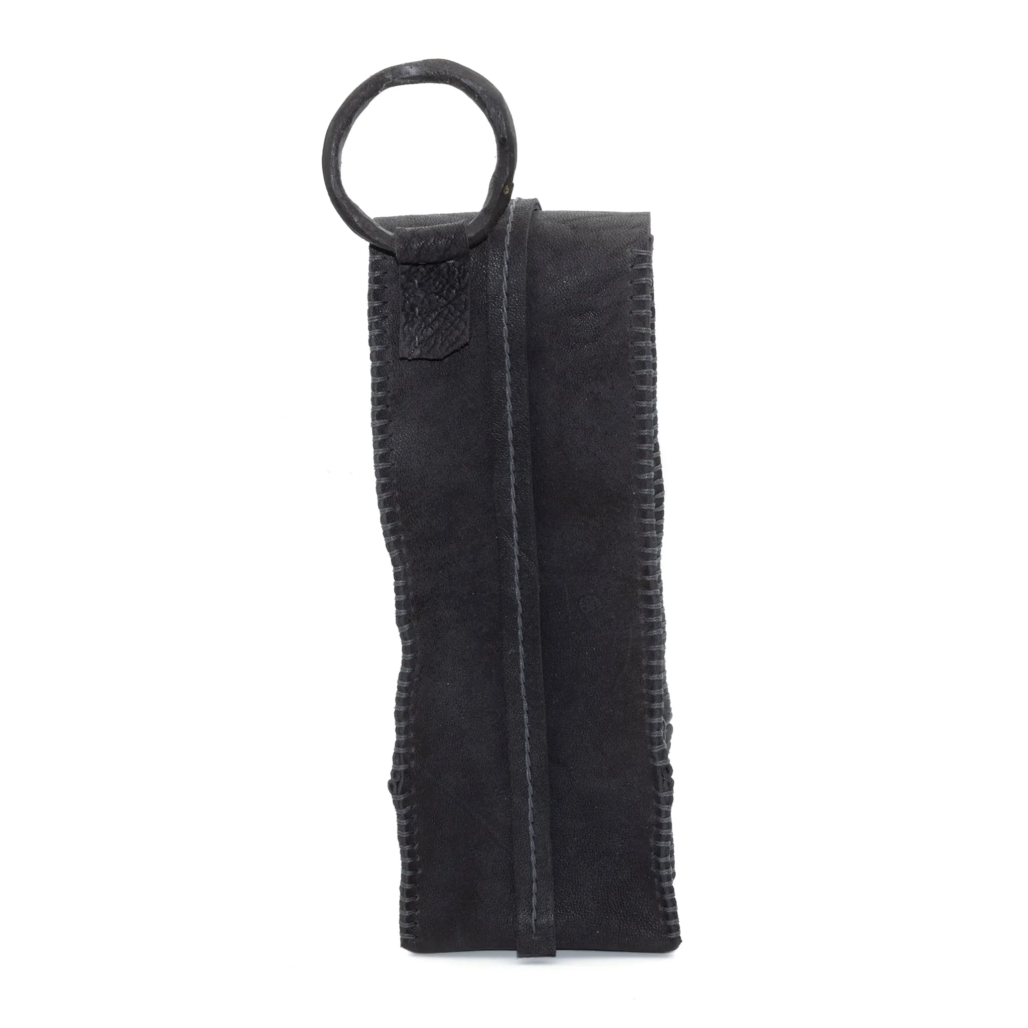 iron dyed horse culatta leather phone pouch