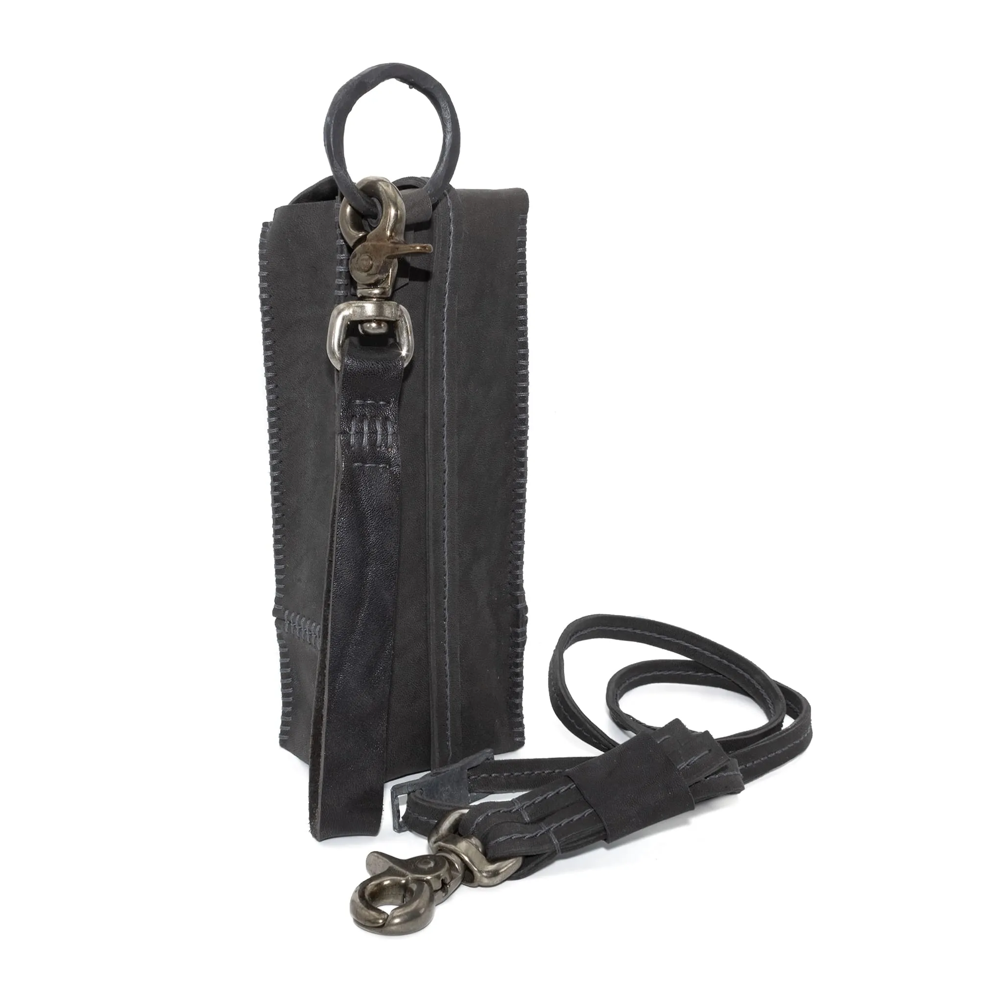 iron dyed horse culatta leather phone pouch