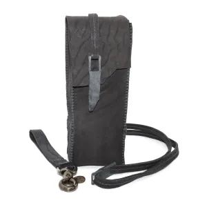 iron dyed horse culatta leather phone pouch