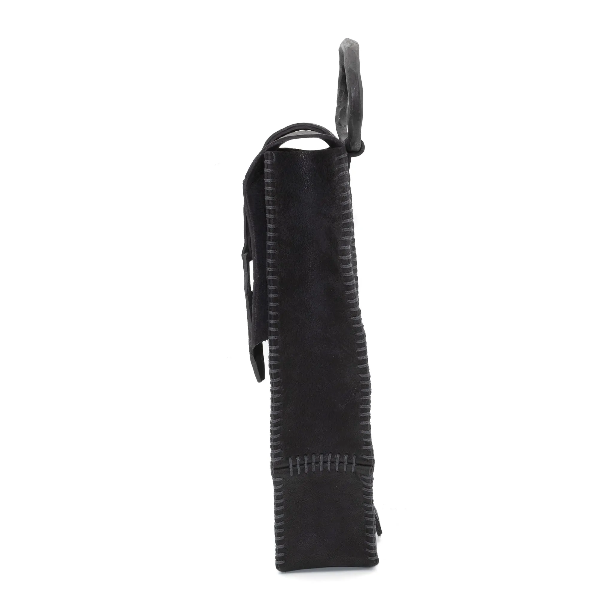 iron dyed horse culatta leather phone pouch