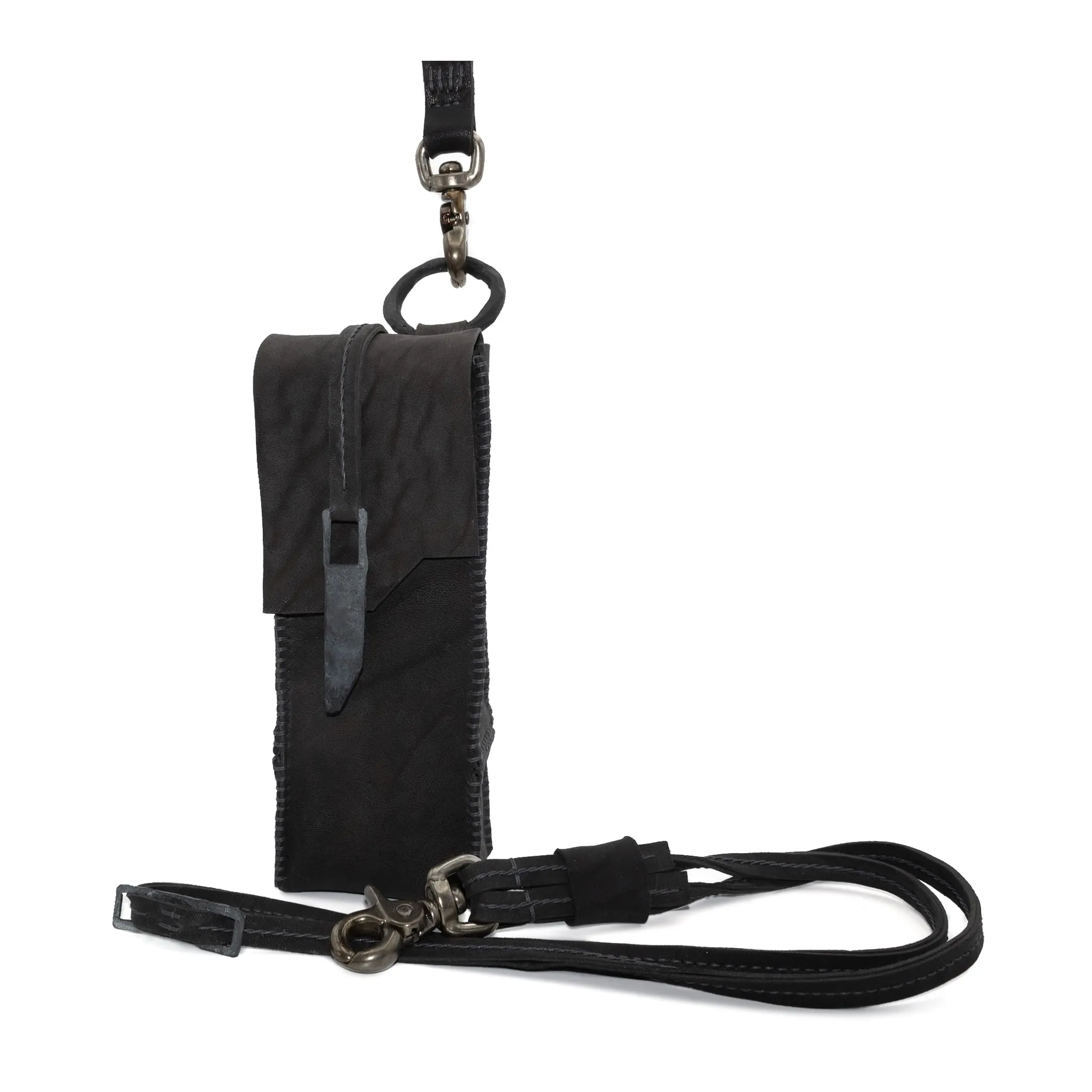 iron dyed horse culatta leather phone pouch