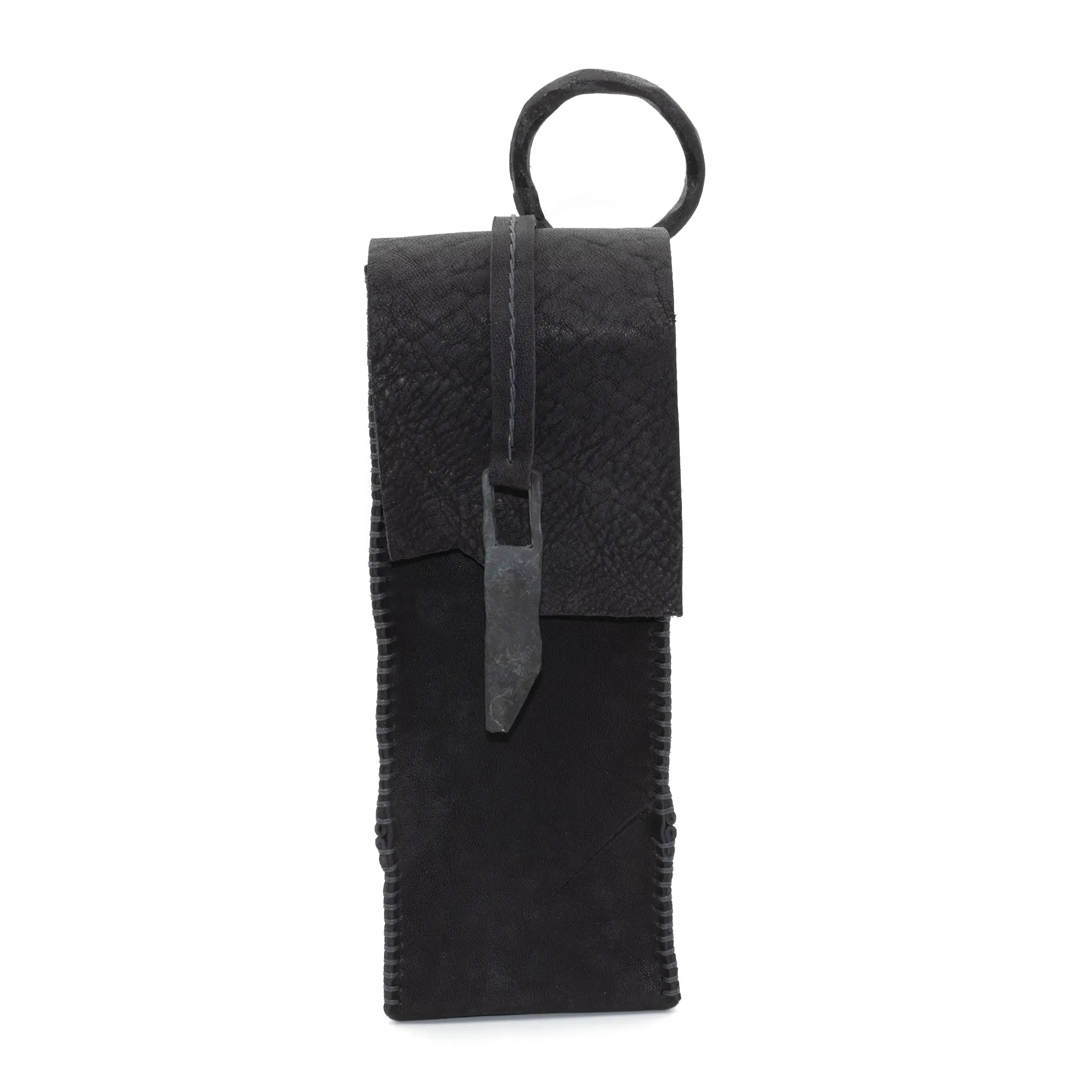 iron dyed horse culatta leather phone pouch