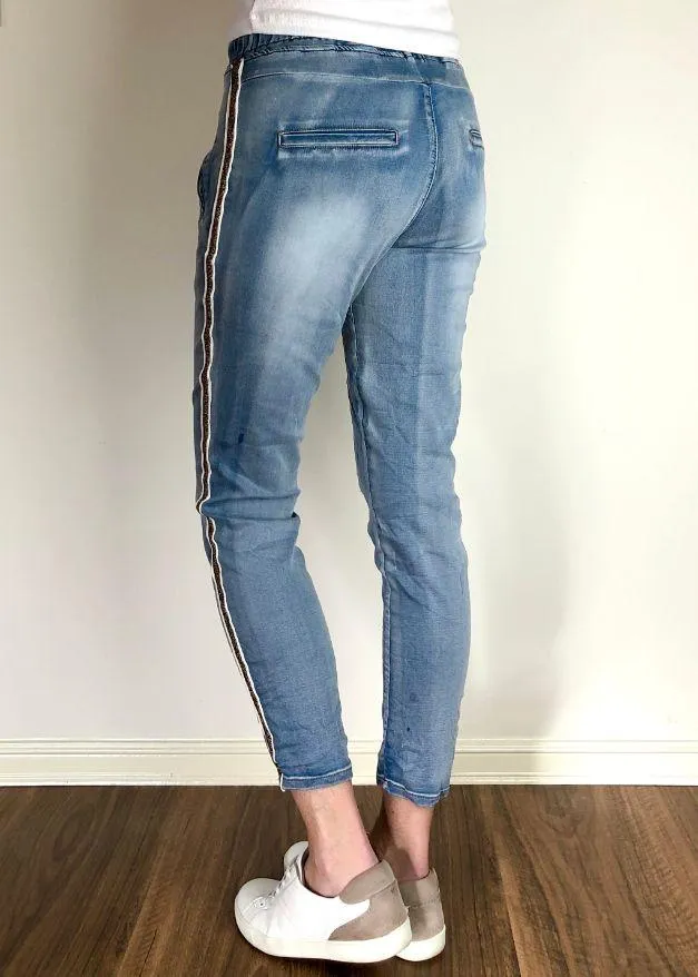 ITALIAN STAR Denim Jogger with Gold Trim