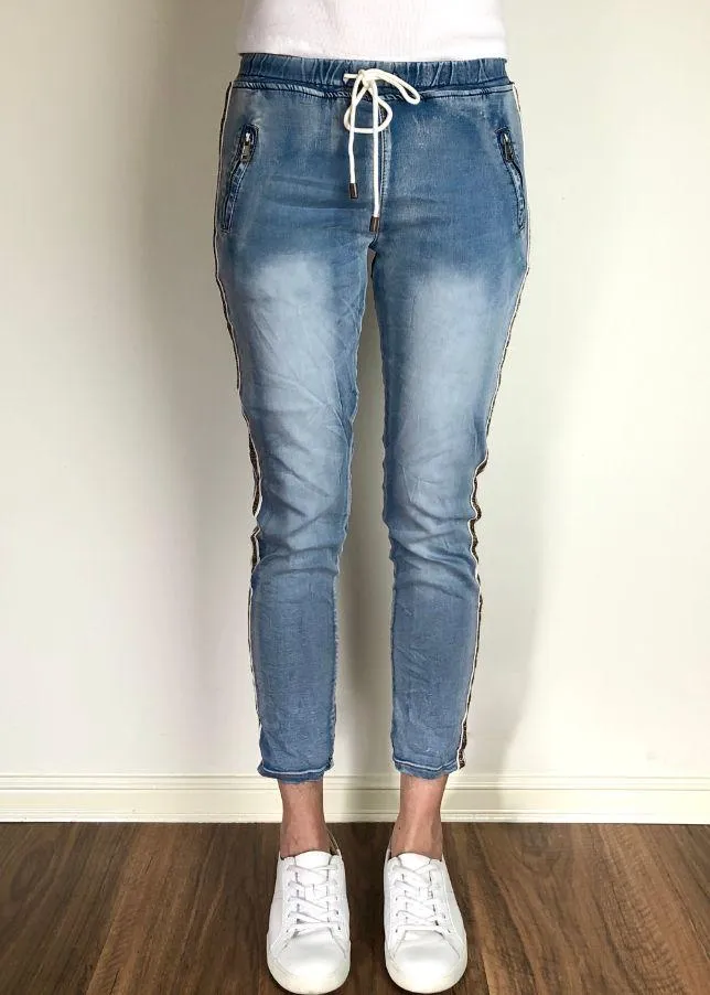 ITALIAN STAR Denim Jogger with Gold Trim