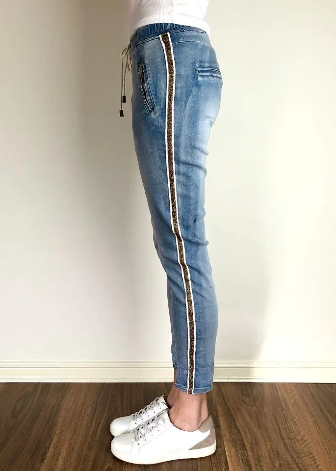 ITALIAN STAR Denim Jogger with Gold Trim