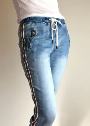 ITALIAN STAR Denim Jogger with Gold Trim