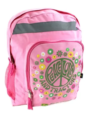 John Deere Peace 16" School Pink Backpack